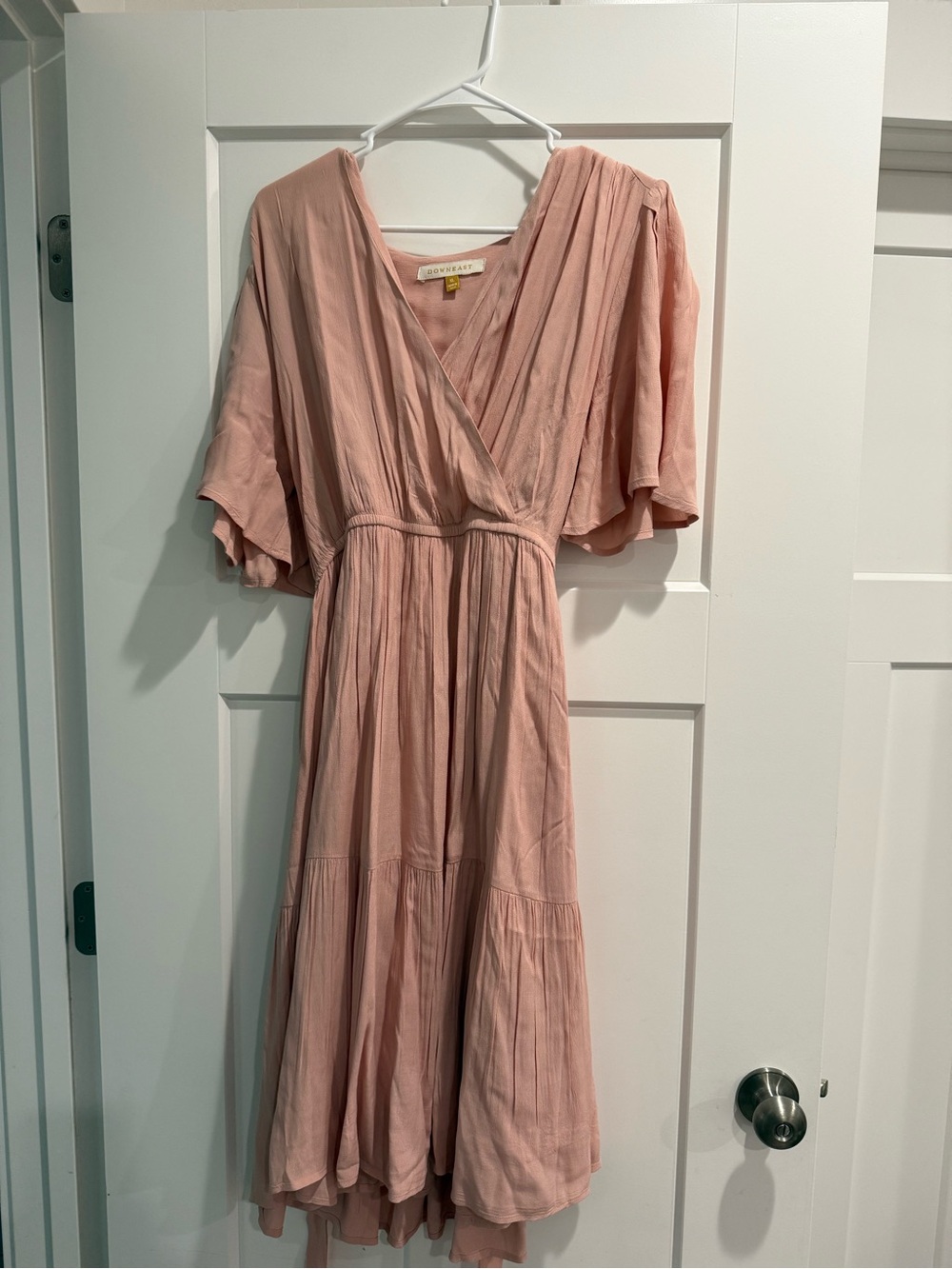 DownEast Dusty Mauve Wrap-Front Midi Dress